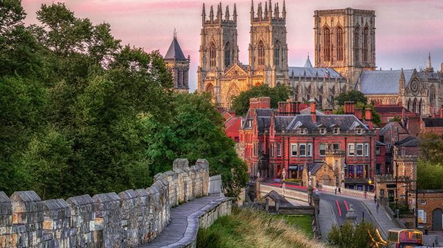 Weekend break in York - the city centre with the St Peter's Minster in the distance